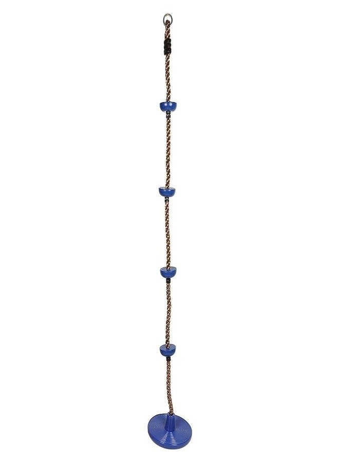 CHARMING TREASURES Tree Swing for Kids - Single Disc Seat Outdoor & Rainbow Climbing Rope with Platforms & Carabiner, Playground Accessories - Blue Color with Disc - Image 4